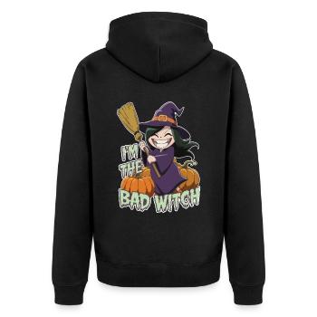Sorcière d’Halloween Je suis la mauvaise sorcière - Veste à capuche bio Premium Unisexe - noir - Dos - Nico (187cm)