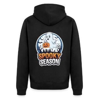Cute Halloween Ghost Spooky Season Ghost - Unisex Premium Bio Zip Hoodie - Schwarz - Hinten - Nico (187cm)