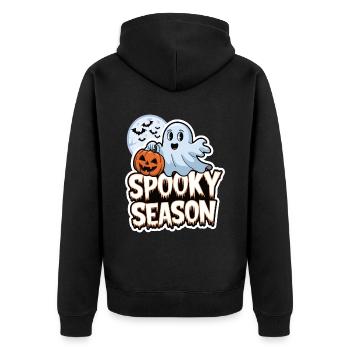 Cute Halloween Ghost Spooky Season Ghost - Unisex Premium Bio Zip Hoodie - Schwarz - Hinten - Nico (187cm)