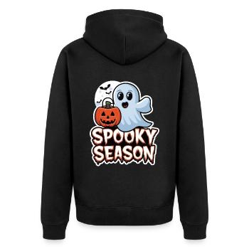 Cute Halloween Ghost Spooky Season Ghost - Unisex Premium Bio Zip Hoodie - Schwarz - Hinten - Nico (187cm)