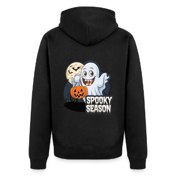 Cute Halloween Ghost Spooky Season Ghost - Unisex Premium Bio Zip Hoodie - Schwarz - Hinten - Nico (187cm)