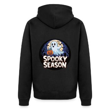 Cute Halloween Ghost Spooky Season Ghost - Unisex Premium Bio Zip Hoodie - Schwarz - Hinten - Nico (187cm)