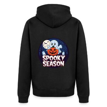 Cute Halloween Ghost Spooky Season Ghost - Unisex Premium Bio Zip Hoodie - Schwarz - Hinten - Nico (187cm)