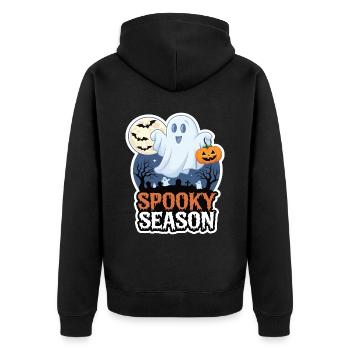 Cute Halloween Ghost Spooky Season Ghost - Unisex Premium Bio Zip Hoodie - Schwarz - Hinten - Nico (187cm)
