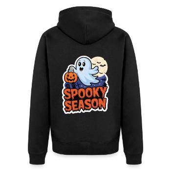 Cute Halloween Ghost Spooky Season Ghost - Unisex Premium Bio Zip Hoodie - Schwarz - Hinten - Nico (187cm)