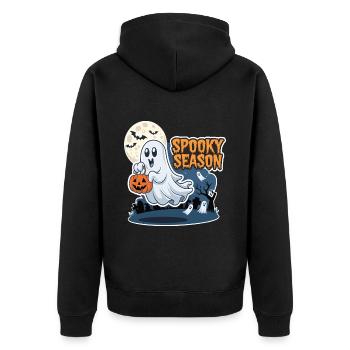 Cute Halloween Ghost Spooky Season Ghost - Unisex Premium Bio Zip Hoodie - Schwarz - Hinten - Nico (187cm)