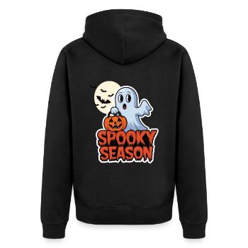 Cute Halloween Ghost Spooky Season Ghost - Unisex Premium Bio Zip Hoodie - Schwarz - Hinten - Nico (187cm)