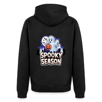 Cute Halloween Ghost Spooky Season Ghost - Unisex Premium Bio Zip Hoodie - Schwarz - Hinten - Nico (187cm)