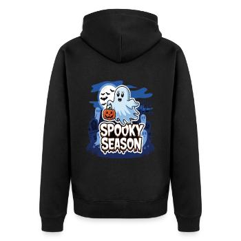Cute Halloween Ghost Spooky Season Ghost - Unisex Premium Bio Zip Hoodie - Schwarz - Hinten - Nico (187cm)