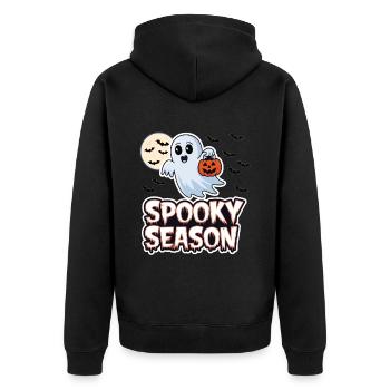 Cute Halloween Ghost Spooky Season Ghost - Unisex Premium Bio Zip Hoodie - Schwarz - Hinten - Nico (187cm)