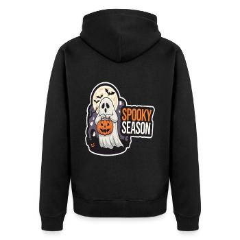 Cute Halloween Ghost Spooky Season Ghost - Unisex Premium Bio Zip Hoodie - Schwarz - Hinten - Nico (187cm)