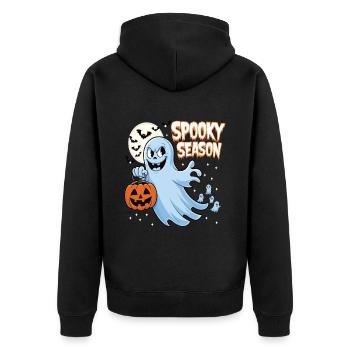 Cute Halloween Ghost Spooky Season Ghost - Unisex Premium Bio Zip Hoodie - Schwarz - Hinten - Nico (187cm)