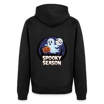 Cute Halloween Ghost Spooky Season Ghost - Unisex Premium Bio Zip Hoodie - Schwarz - Hinten - Nico (187cm)