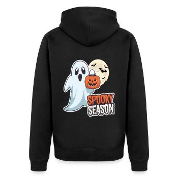 Cute Halloween Ghost Spooky Season Ghost - Unisex Premium Bio Zip Hoodie - Schwarz - Hinten - Nico (187cm)