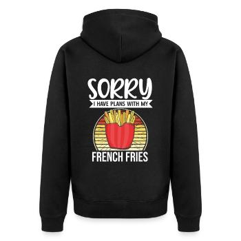 Funny Fries Funny French Fries - Unisex Premium Organic Zip Hoodie - black - Back - Nico (187cm)