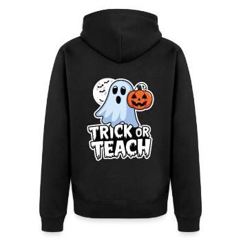 Trick Or Teach Halloween Teachers - Unisex Premium Organic Zip Hoodie - black - Back - Nico (187cm)