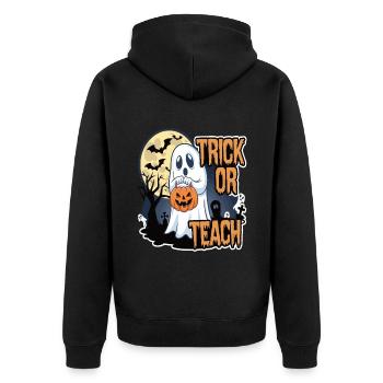 Trick Or Teach Halloween Teachers - Unisex Premium Organic Zip Hoodie - black - Back - Nico (187cm)
