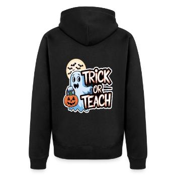 Trick Or Teach Halloween Teachers - Unisex Premium Organic Zip Hoodie - black - Back - Nico (187cm)
