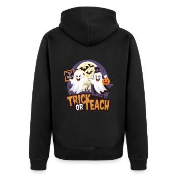 Trick Or Teach Halloween Teachers - Unisex Premium Organic Zip Hoodie - black - Back - Nico (187cm)