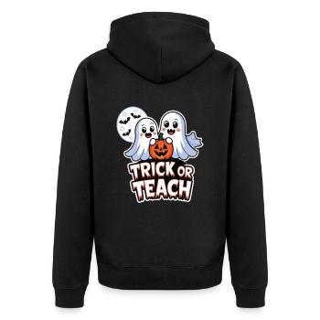 Trick Or Teach Halloween Teachers - Unisex Premium Organic Zip Hoodie - black - Back - Nico (187cm)