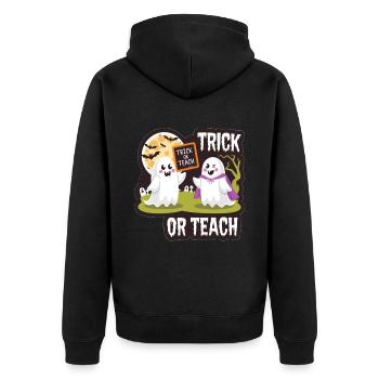 Trick Or Teach Halloween Teachers - Unisex Premium Organic Zip Hoodie - black - Back - Nico (187cm)