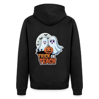 Trick Or Teach Halloween Teachers - Unisex Premium Organic Zip Hoodie - black - Back - Nico (187cm)