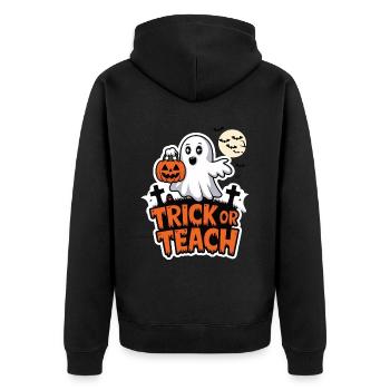 Trick Or Teach Halloween Teachers - Unisex Premium Organic Zip Hoodie - black - Back - Nico (187cm)