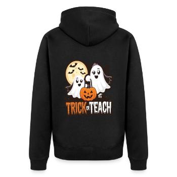 Trick Or Teach Halloween Teachers - Unisex Premium Organic Zip Hoodie - black - Back - Nico (187cm)