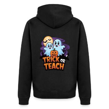 Trick Or Teach Halloween Teachers - Unisex Premium Organic Zip Hoodie - black - Back - Nico (187cm)