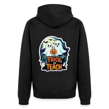 Trick Or Teach Halloween Teachers - Unisex Premium Organic Zip Hoodie - black - Back - Nico (187cm)