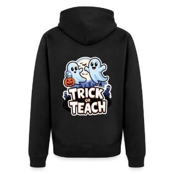 Trick Or Teach Halloween Teachers - Unisex Premium Organic Zip Hoodie - black - Back - Nico (187cm)