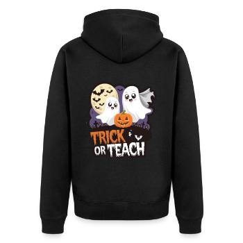 Trick Or Teach Halloween Teachers - Unisex Premium Organic Zip Hoodie - black - Back - Nico (187cm)