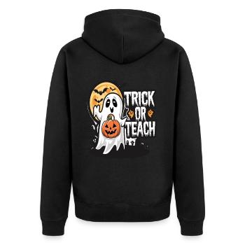 Trick Or Teach Halloween Teachers - Unisex Premium Organic Zip Hoodie - black - Back - Nico (187cm)