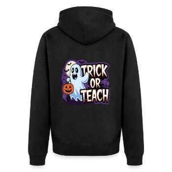 Trick Or Teach Halloween Teachers - Unisex Premium Organic Zip Hoodie - black - Back - Nico (187cm)
