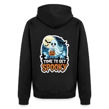 Doux Halloween Fantôme Halloween - Veste à capuche bio Premium Unisexe - noir - Dos - Nico (187cm)