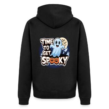 Doux Halloween Fantôme Halloween - Veste à capuche bio Premium Unisexe - noir - Dos - Nico (187cm)