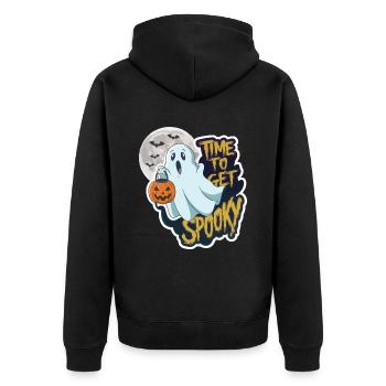 Doux Halloween Fantôme Halloween - Veste à capuche bio Premium Unisexe - noir - Dos - Nico (187cm)