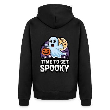 Doux Halloween Fantôme Halloween - Veste à capuche bio Premium Unisexe - noir - Dos - Nico (187cm)