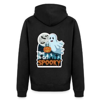 Doux Halloween Fantôme Halloween - Veste à capuche bio Premium Unisexe - noir - Dos - Nico (187cm)