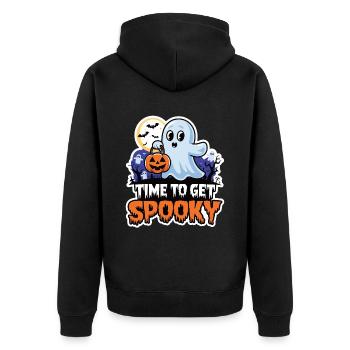 Doux Halloween Fantôme Halloween - Veste à capuche bio Premium Unisexe - noir - Dos - Nico (187cm)