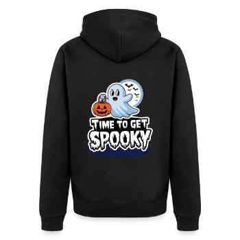 Doux Halloween Fantôme Halloween - Veste à capuche bio Premium Unisexe - noir - Dos - Nico (187cm)