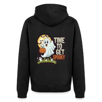Doux Halloween Fantôme Halloween - Veste à capuche bio Premium Unisexe - noir - Dos - Nico (187cm)