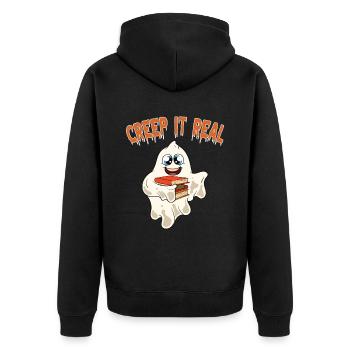 Doux Halloween Fantôme Halloween - Veste à capuche bio Premium Unisexe - noir - Dos - Nico (187cm)