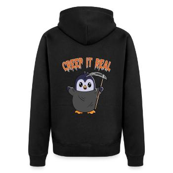 Doux Halloween Fantôme Halloween - Veste à capuche bio Premium Unisexe - noir - Dos - Nico (187cm)