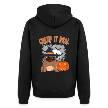 Doux Halloween Fantôme Halloween - Veste à capuche bio Premium Unisexe - noir - Dos - Nico (187cm)