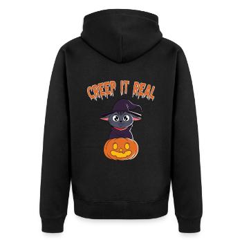 Doux Halloween Fantôme Halloween - Veste à capuche bio Premium Unisexe - noir - Dos - Nico (187cm)