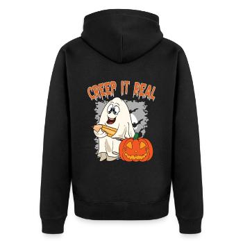 Mignon Halloween Fantôme Halloween - Veste à capuche bio Premium Unisexe - noir - Dos - Nico (187cm)