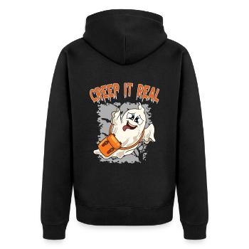 Mignon Halloween Fantôme Halloween - Veste à capuche bio Premium Unisexe - noir - Dos - Nico (187cm)