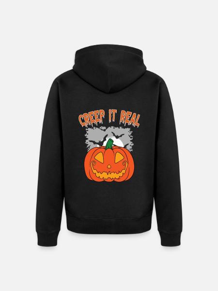 Cute Halloween Ghost Halloween - Unisex Premium Organic Zip Hoodie - black