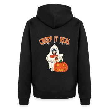 Mignon Halloween Fantôme Halloween - Veste à capuche bio Premium Unisexe - noir - Dos - Nico (187cm)
